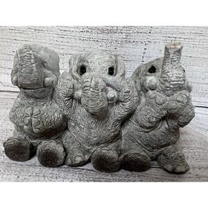 Stone Critters 3 Elephants Hear No Evil, Speak No Evil, See No Evil Pose SC-423
